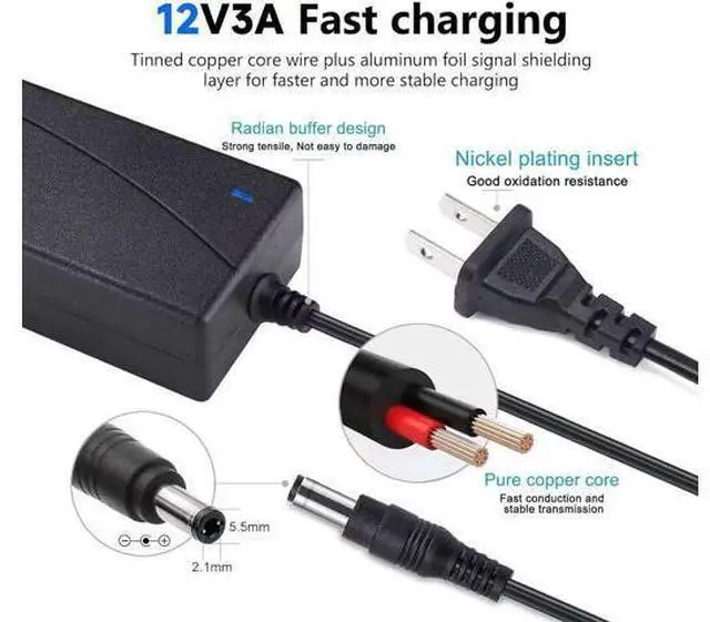 Alt view image 5 of 6 - Replacment for Sceptre Monitor Power Cord 12V 5A AC Adapter for Sceptre EC Series 32 30 27 24 22 20 19 15 E248W E225W E205W E275W E209W Monitor Power Supply Cord Charger & More 12V 5V 4A 3A 2A