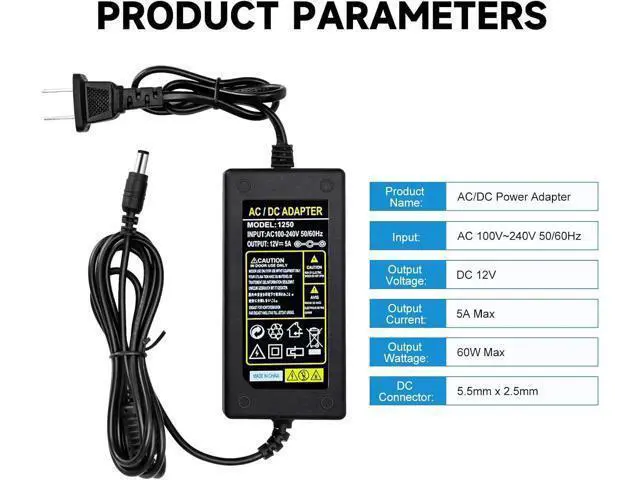 Alt view image 6 of 6 - Replacment for Sceptre Monitor Power Cord 12V 5A AC Adapter for Sceptre EC Series 32 30 27 24 22 20 19 15 E248W E225W E205W E275W E209W Monitor Power Supply Cord Charger & More 12V 5V 4A 3A 2A