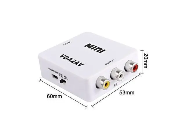 Alt view image 2 of 7 - VGA to AV RCA Composite Converter Adapter Box with USB Power Cable HD 1080P Audio Video Converter PC to TV Set Top Box