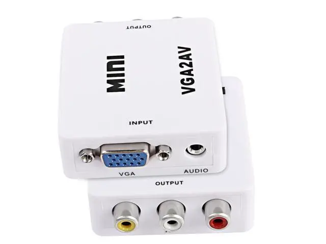 Alt view image 3 of 7 - VGA to AV RCA Composite Converter Adapter Box with USB Power Cable HD 1080P Audio Video Converter PC to TV Set Top Box