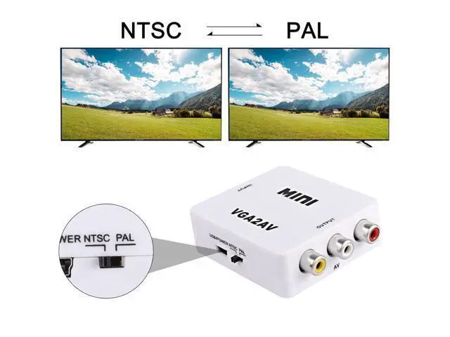 Alt view image 5 of 7 - VGA to AV RCA Composite Converter Adapter Box with USB Power Cable HD 1080P Audio Video Converter PC to TV Set Top Box