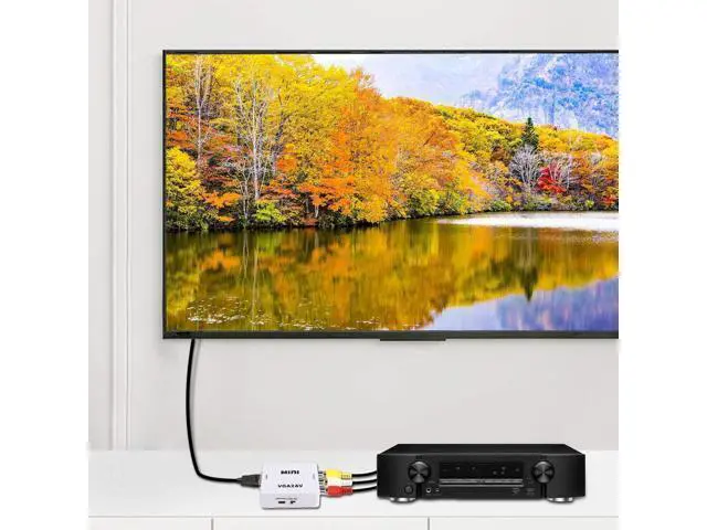Alt view image 7 of 7 - VGA to AV RCA Composite Converter Adapter Box with USB Power Cable HD 1080P Audio Video Converter PC to TV Set Top Box