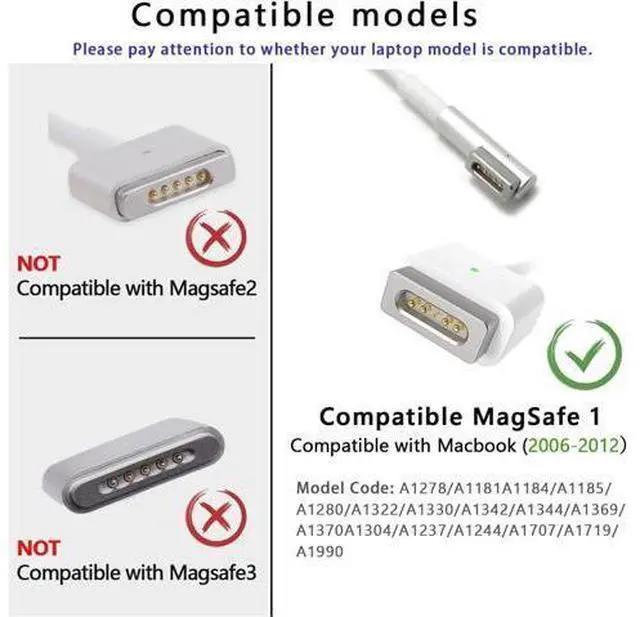 Alt view image 5 of 7 - 61W Magnetic 1 Charging Cable Cable Only Requires 60W PD Charger Compatible with MacBook A1278 A1286 6ft