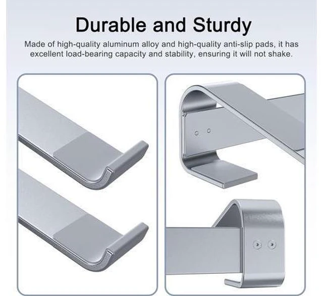 Alt view image 6 of 6 - Laptop Stand for Desk Aluminum Laptop Riser Ergonomic Computer Stand Compatible with for MacBook Pro/Air HP 10-17.3 (Silver)