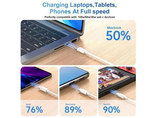 Alt view image 3 of 7 - 100W USB C to USB C Cable 2-Pack 10ft Upgraded Fast Charging USB Type C to Type C Cable USB-C Cord Phone Charger Compatible with iPhone 16/15//Android/Phone/Pad/Macbook/Pro/Plus/Max etc.