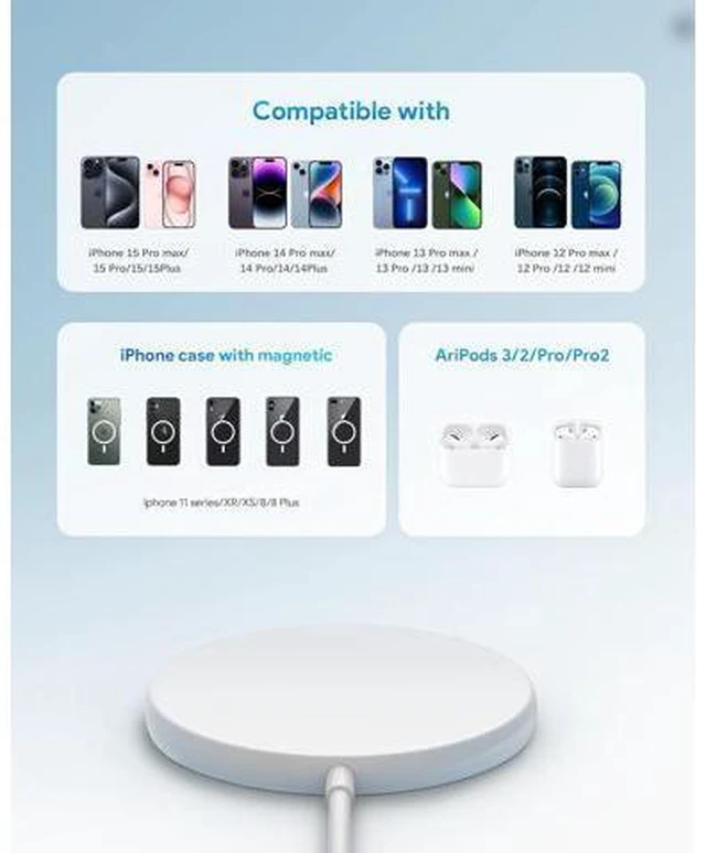 Alt view image 5 of 7 - Magnetic Wireless Charger 2-Pack for iPhone Wireless Charger Pad Max Fast for Magsafe Phone Adapter for iPhone 16/16 Plus/16 Pro/16 Pro Max/15/15 Pro/15 Plus/ 14/13 Series/ 2
