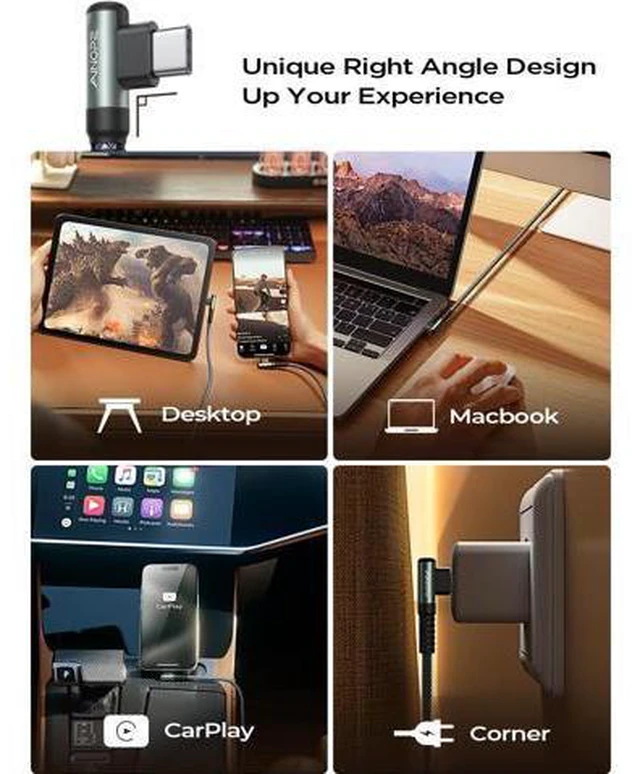 Alt view image 6 of 7 - USB C to USB C Cable 10FT 2Pack 60W Type C Cable Righe Angle for iPhone 16 Pro Max Charger Fast Charging Long Charger Cord Cable 10FT Compatible with iPhone 16 MacBook iPad Pro Airpods Pixel