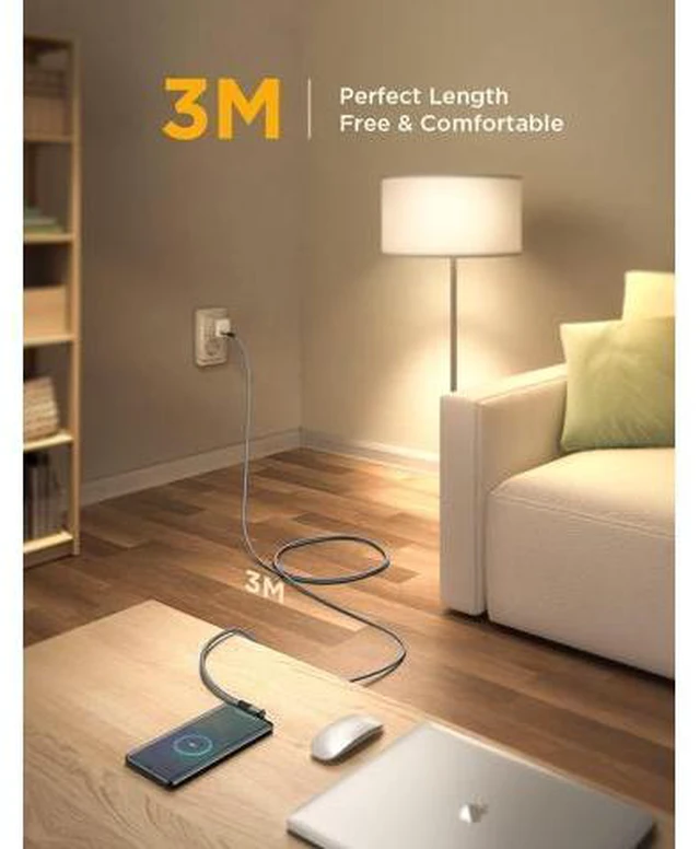 Alt view image 7 of 7 - USB C to USB C Cable 10FT 2Pack 60W Type C Cable Righe Angle for iPhone 16 Pro Max Charger Fast Charging Long Charger Cord Cable 10FT Compatible with iPhone 16 MacBook iPad Pro Airpods Pixel