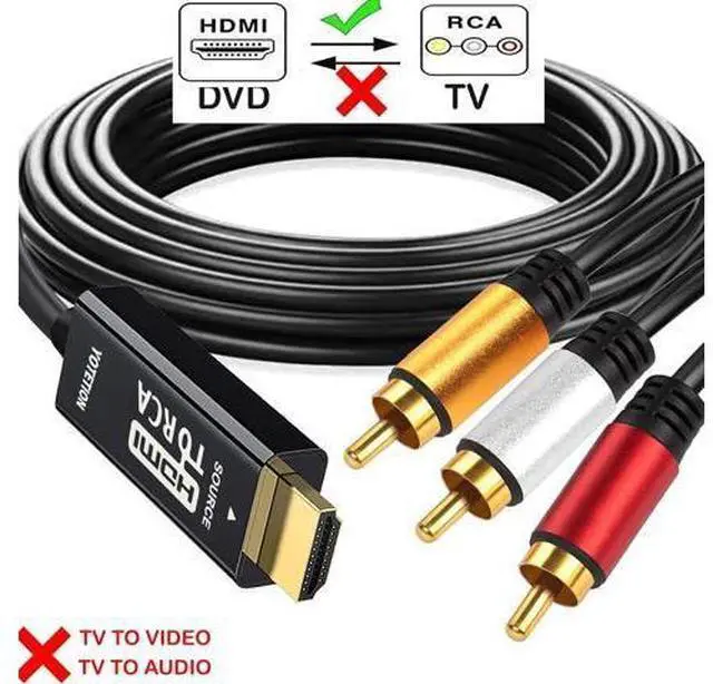 Alt view image 3 of 7 - HDMI to RCA Cable 3FT with IC HDMI Male to 3-RCA AV Cable Video Audio Component Converter Adapter 1080P Cable for TV HDTV DVD
