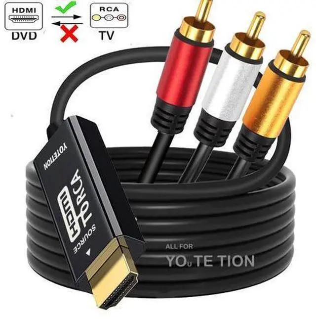 Alt view image 4 of 7 - HDMI to RCA Cable 3FT with IC HDMI Male to 3-RCA AV Cable Video Audio Component Converter Adapter 1080P Cable for TV HDTV DVD