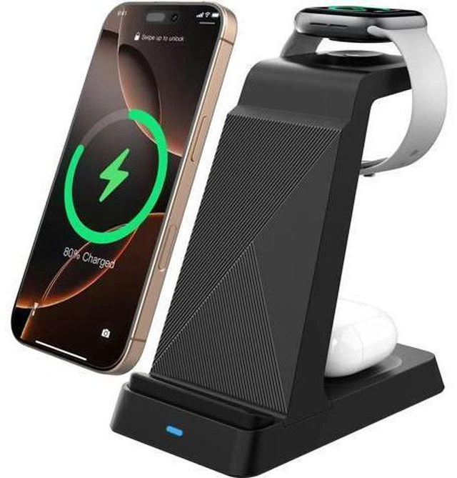 Main image of 2025 3 in 1 Charging Station Fast Charging for iPhone Wireless Charger for iPhone 17 16e 16 15 14 13 12 11 X Pro Max & Watch - Wireless Charging Station for AirPods 4 3 2 Pro