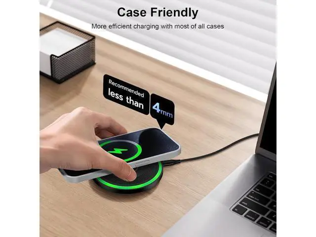 Alt view image 5 of 7 - Android Wireless Charger Fast Charging Pad for Motorola Edge/Razr 2025 2024 Moto G Stylus/Power 2025 Razr 50 Ultra Wireless Phone Charger Station 15W for Galaxy S24/S23/S22 with QC Adapter
