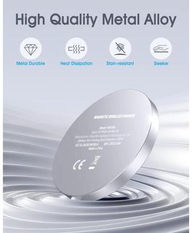 Alt view image 7 of 7 - for Mag-Safe Charger 2 Pack Magnetic Wireless Charger for iPhone 17/17 Pro/17 Pro Max/Air/16 15 14 13 12 Pro Max Plus mini Charging Pad for 3 2 Strong Magnet Silver