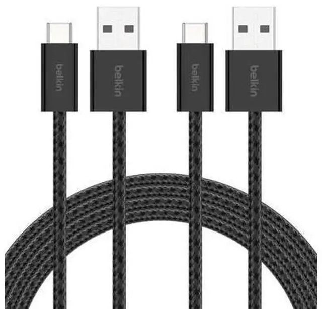 Main image of USB A to USB C Cable 2-Pack 6.6ft 15W - Type C Charger iPhone Charger Cord Soft Braided Flexible for iPhone 17 & 16 Galaxy S25 Pixel 10 iPad Pro Switch & More - Black