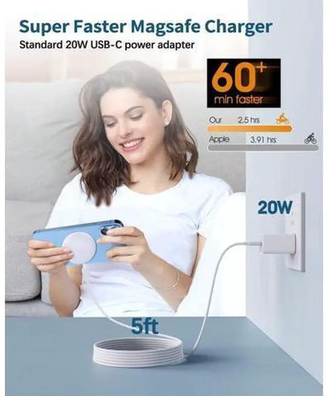 Alt view image 6 of 7 - Magnetic Wireless Charger Mag-Safe Charger for iPhone 17/16/15/14/13/12 Series Convertible Magnet Wireless Charging Stand/Pad with 5ft Cable for iPhone and AirPods 2/3/Pro 2/Pro