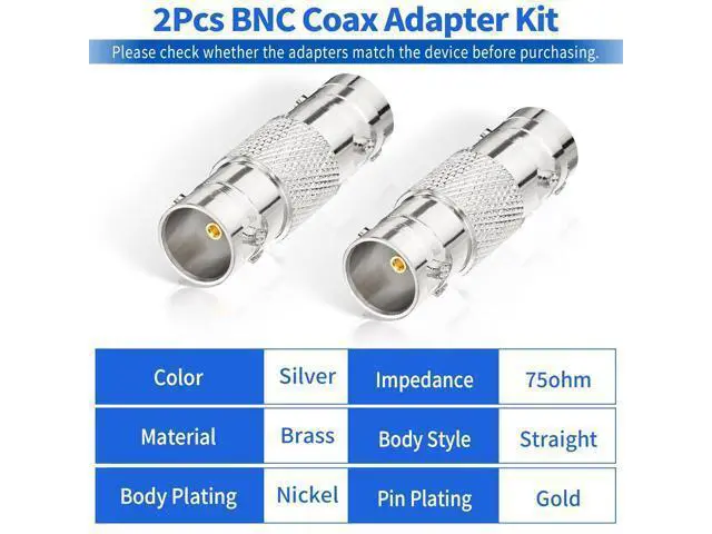 Alt view image 2 of 6 - BNC Adapter 75 Ohm SDI Connector BNC Female to Female Barrel Connector for HD-SDI/3G-SDI/4K/8K SDI Video Camera Cable (2Pcs)