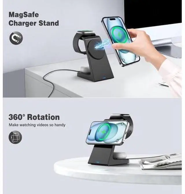 Alt view image 5 of 7 - 3 in 1 Magnetic Wireless Charging Station 20W Charger Stand Magnetic Wireless Charger for iPhone 16 15 14 13 12 Pro/Pro Max/Plus/Mini AirPods 2/3/Pro iWatch Ultra/8/7/SE/6/5/4/3/2 (3 in 1)