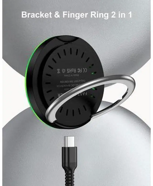 Alt view image 3 of 7 - MagSafe Wireless Charger 15W Fast Charging Pad for Galaxy S25 Ultra S24 Magnetic Charger Finger Holder Stand for iPhone 17 17Pro 17 Air 16e 16 Pro Max 15 Android Pixel 10 Pro