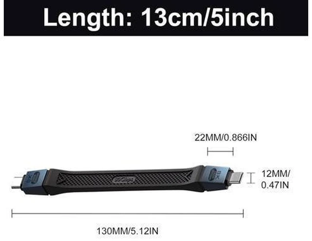 Alt view image 7 of 7 - Short USB C Cable 5inch High Speed 80Gbps 120Gbps Bandwidth PD 240W Thunderbolt 5 Cable for 16K Dual 8K/6K USB C Cord in Black for Thunderbolt 4/3 USB 4 SSD MacBook Dock