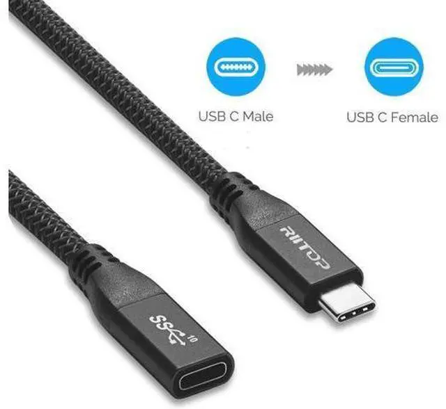 Alt view image 4 of 7 - USB C Extension Cable Short (2FT) USB Type-C Male to Female Extender for Nintendo Switch MacBook Pro XPS (Thunderbolt 3 Compatible)