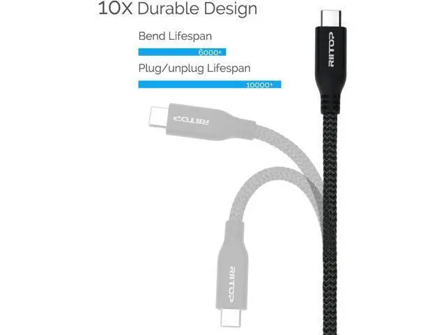 Alt view image 6 of 7 - USB C Extension Cable Short (2FT) USB Type-C Male to Female Extender for Nintendo Switch MacBook Pro XPS (Thunderbolt 3 Compatible)