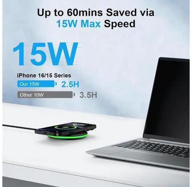 Alt view image 3 of 7 - Wireless Charger for Galaxy S25 Ultra/S25 Plus/S25Edge/Z Fold7/Flip7/S24FE/S23Ultra/S22/S21 15W Android Charger Fast Charging Pad Wireless Charging Station for Google Pixel 10 Pro XL Fold 9a 8