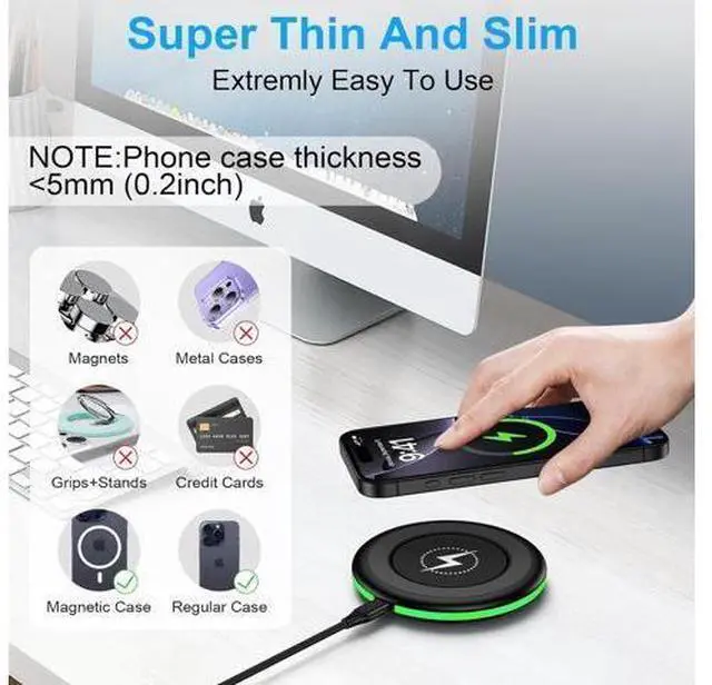Alt view image 4 of 7 - Wireless Charger for Galaxy S25 Ultra/S25 Plus/S25Edge/Z Fold7/Flip7/S24FE/S23Ultra/S22/S21 15W Android Charger Fast Charging Pad Wireless Charging Station for Google Pixel 10 Pro XL Fold 9a 8