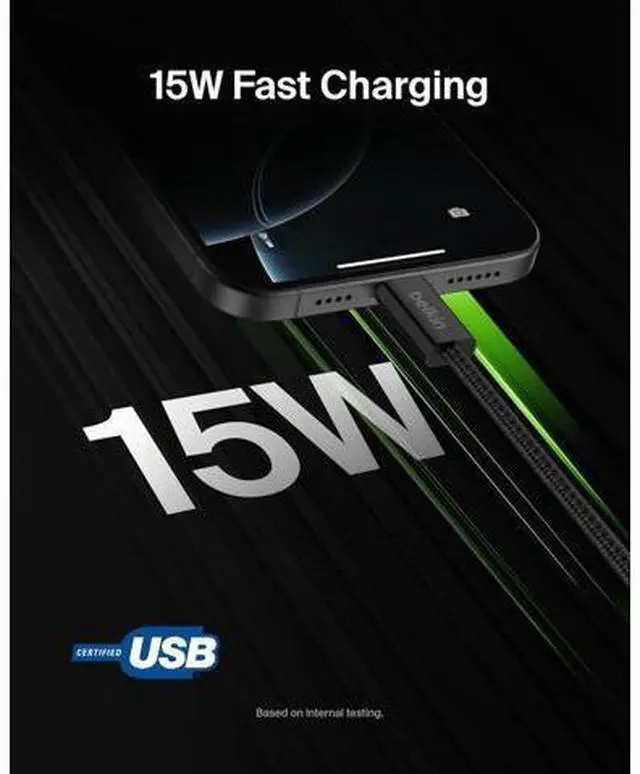 Alt view image 2 of 7 - USB A to USB C Cable 2-Pack 6.6ft 15W - Type C Charger iPhone Charger Cord Soft Braided Flexible for iPhone 17 & 16 Galaxy S25 Pixel 10 iPad Pro Switch & More - Black