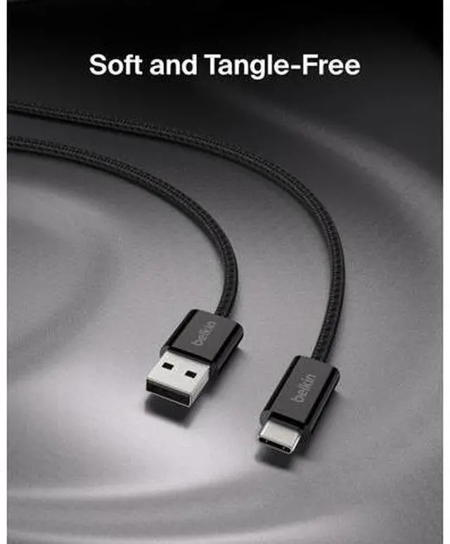 Alt view image 4 of 7 - USB A to USB C Cable 2-Pack 6.6ft 15W - Type C Charger iPhone Charger Cord Soft Braided Flexible for iPhone 17 & 16 Galaxy S25 Pixel 10 iPad Pro Switch & More - Black