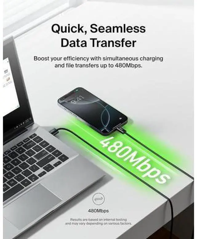 Alt view image 6 of 7 - USB A to USB C Cable 2-Pack 6.6ft 15W - Type C Charger iPhone Charger Cord Soft Braided Flexible for iPhone 17 & 16 Galaxy S25 Pixel 10 iPad Pro Switch & More - Black