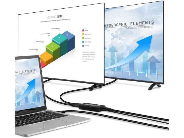 Alt view image 5 of 6 - USB 3.0 to Dual HDMI Adapter Compatible with Windows ChromeBook MacBook Support 3.5mm Jack Stereo Output Expand 2 Different Display Screens (Dual HDMI Adapter)