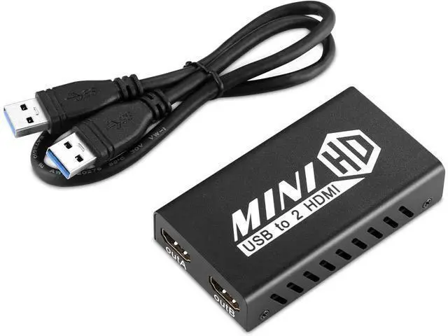 Alt view image 6 of 6 - USB 3.0 to Dual HDMI Adapter Compatible with Windows ChromeBook MacBook Support 3.5mm Jack Stereo Output Expand 2 Different Display Screens (Dual HDMI Adapter)