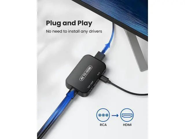 Alt view image 4 of 7 - RCA to HDMI Adapter AV Converter RCA Female to HDMI Converter Composite Audio Video Converter for PS1 PS2 PS3 STB Xbox VHS VCR Black-Ray DVD Players(Cable Included)
