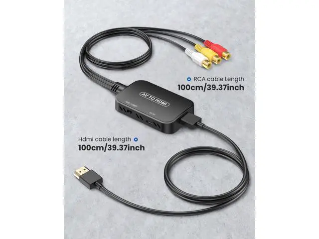 Alt view image 7 of 7 - RCA to HDMI Adapter AV Converter RCA Female to HDMI Converter Composite Audio Video Converter for PS1 PS2 PS3 STB Xbox VHS VCR Black-Ray DVD Players(Cable Included)