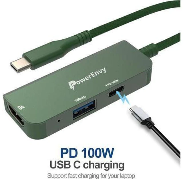 Alt view image 2 of 6 - USB-C Hub 3-in-1 by - 100W PD Charging 4K HDMI USB 3.0 Port (5Gbps) Aluminum Portable Adapter for MacBook Pro/Air iPad Pro XPS & More