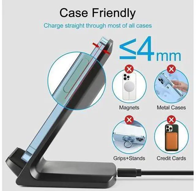 Alt view image 7 of 7 - Wireless Charger for Galaxy S26 | S25 | S24+ | S24 Ultra | S23 | S22 | S21 | S20 FE | S10 | S10e | S9 Plus | S8 | Note 20 | 10 | 9 | 8 | Z Flip Fold 5 4 3 Qi-Certified 10w Fast Charging Stand