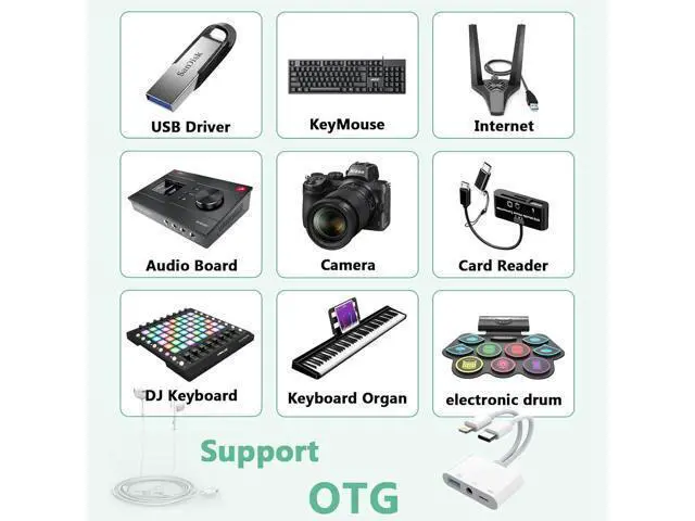 Alt view image 6 of 7 - 2-in-3 Lightning + USB C to 3.5mm Aux Audio Headphone Splitter Adapter Cable USB OTG Camera Adapter+3.5mm Jack+Type-C Earphone/Charge Port Phone Splitter for iPhone 15/14/13 iPad