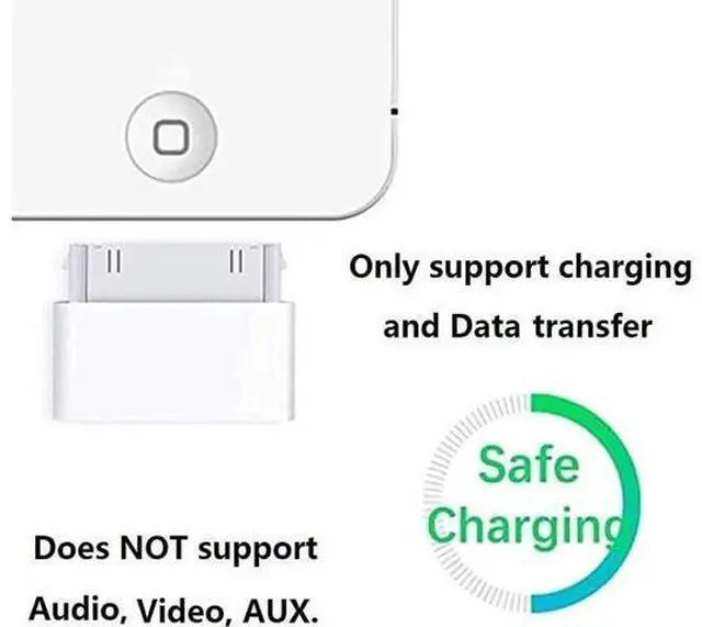 Alt view image 3 of 6 - 2 PCS - 8 Pin Female to 30 Pin Male Adapter | Charge & Sync Connector | Compatible with Smartphones Tablets Cars Sound-Docks and More | 2 Pack White