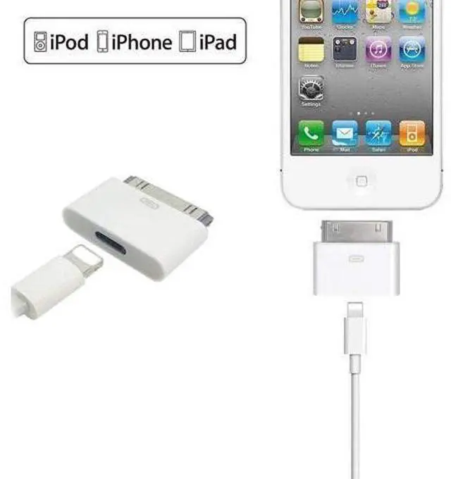 Alt view image 4 of 6 - 2 PCS - 8 Pin Female to 30 Pin Male Adapter | Charge & Sync Connector | Compatible with Smartphones Tablets Cars Sound-Docks and More | 2 Pack White
