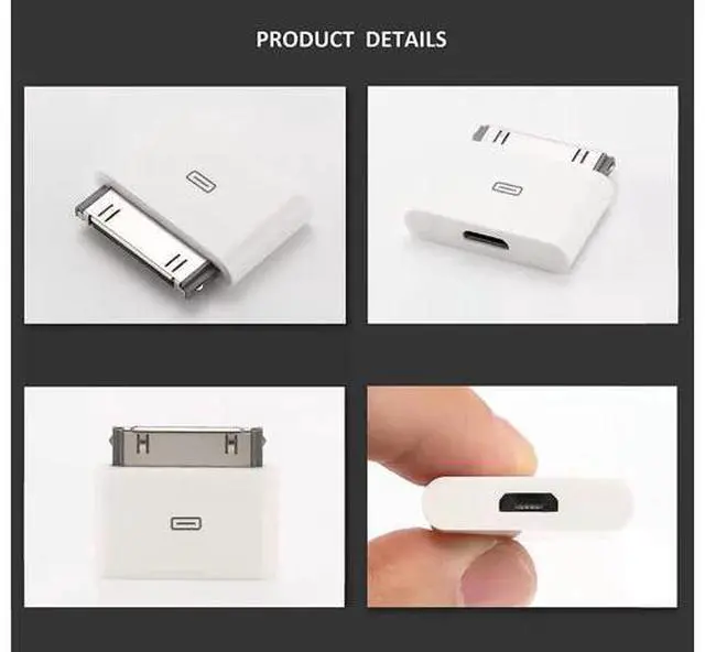 Alt view image 6 of 6 - 2 PCS - 8 Pin Female to 30 Pin Male Adapter | Charge & Sync Connector | Compatible with Smartphones Tablets Cars Sound-Docks and More | 2 Pack White