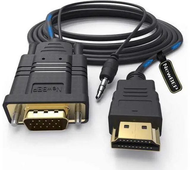 Main image of HDMI to VGA Cable Adapter with 3.5mm Audio Cord 1080P HD 6ft/1.8m Gold-Plated HDMI Male to VGA Male Active Video Converter Cord Support Notebook PC DVD Player Laptop TV Projector Monitor
