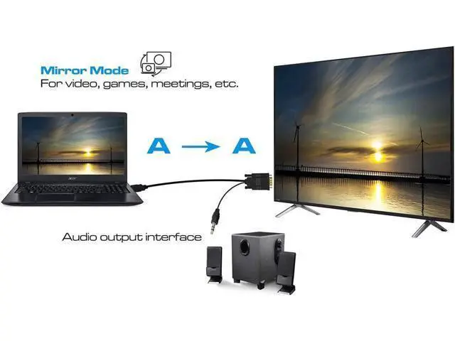 Alt view image 2 of 7 - HDMI to VGA Cable Adapter with 3.5mm Audio Cord 1080P HD 6ft/1.8m Gold-Plated HDMI Male to VGA Male Active Video Converter Cord Support Notebook PC DVD Player Laptop TV Projector Monitor