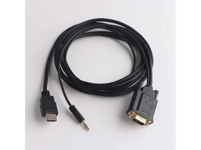Alt view image 7 of 7 - HDMI to VGA Cable Adapter with 3.5mm Audio Cord 1080P HD 6ft/1.8m Gold-Plated HDMI Male to VGA Male Active Video Converter Cord Support Notebook PC DVD Player Laptop TV Projector Monitor