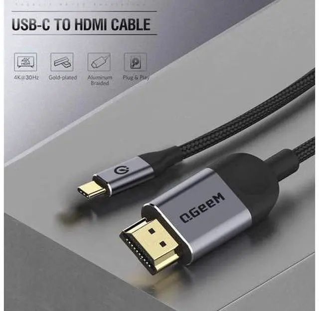 Alt view image 4 of 7 - USB C to HDMI Cable Adapter 6FT 4K USB Type C to HDMI Thunderbolt 3/4 Compatible for iPhone 16 Galaxy MacBook Pro/air IPad pro Surface XPS HP Thinkpad Pixelbook and More-Grey