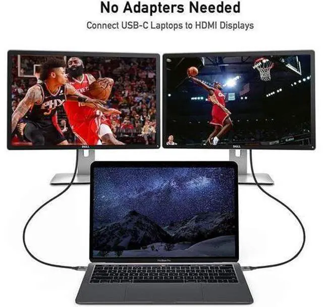Alt view image 6 of 7 - USB C to HDMI Cable Adapter 6FT 4K USB Type C to HDMI Thunderbolt 3/4 Compatible for iPhone 16 Galaxy MacBook Pro/air IPad pro Surface XPS HP Thinkpad Pixelbook and More-Grey