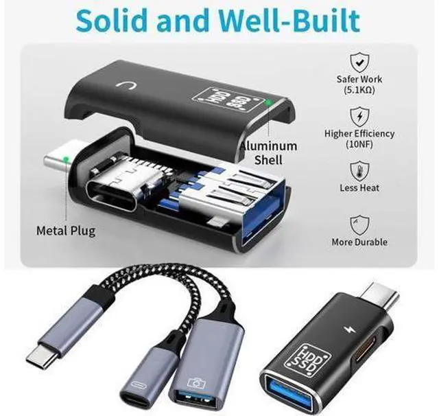 Alt view image 6 of 6 - USB C OTG C to USB Splitter usb C Splitter 1 in 2 out Type C OTG Charging Function Adapter for iphone 15 16 pro ipad GalaxyS24 Google Chromecast Fire Stick Onn TV 4k plus 3D Printer AM8 Microphone