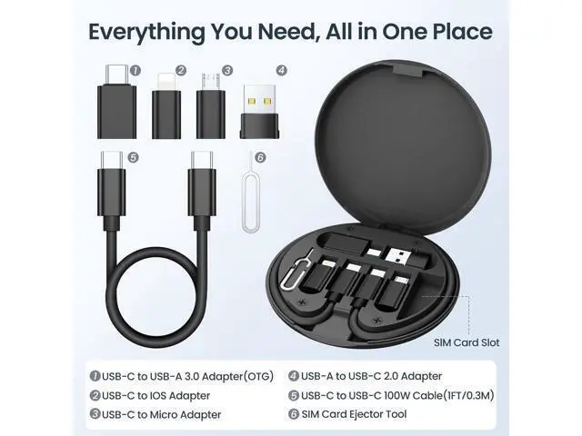 Alt view image 2 of 6 - Multi USB Charger Adapter Kit Micro USBC Adaptor with 1Ft 100W Charging Cable Type C to USB 3.0 OTG Converter USB C to iOS Portable Box for iPhone 17 Air 16 15 Max Pro Galaxy S25 Plus