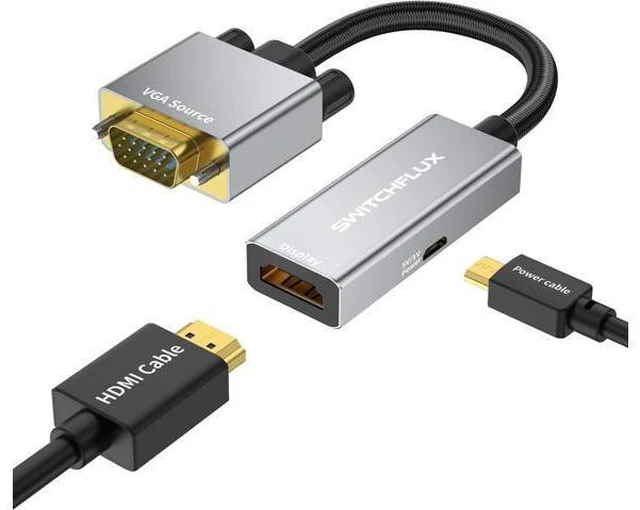 Main image of VGA to HDMI Adapter Uni-Directional 1080P@60Hz VGA (Source) to HDMI (Display) Converter Compatible with Computer Laptop Graphics Card Monitor Projector