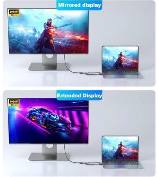 Alt view image 5 of 7 - VGA to HDMI Adapter Uni-Directional 1080P@60Hz VGA (Source) to HDMI (Display) Converter Compatible with Computer Laptop Graphics Card Monitor Projector
