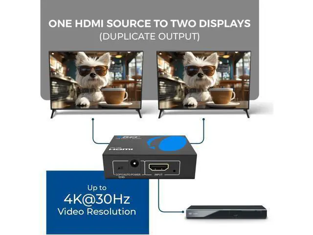 Alt view image 5 of 7 - HDMI Splitter 1 in 2 Out - For TV Mirror Only - Not for Multi Monitors No HDCP bypass USB Powered No Adapter Included 1080P@60Hz & 4K@30Hz Resolutions HDMI Splitter (HD-102)